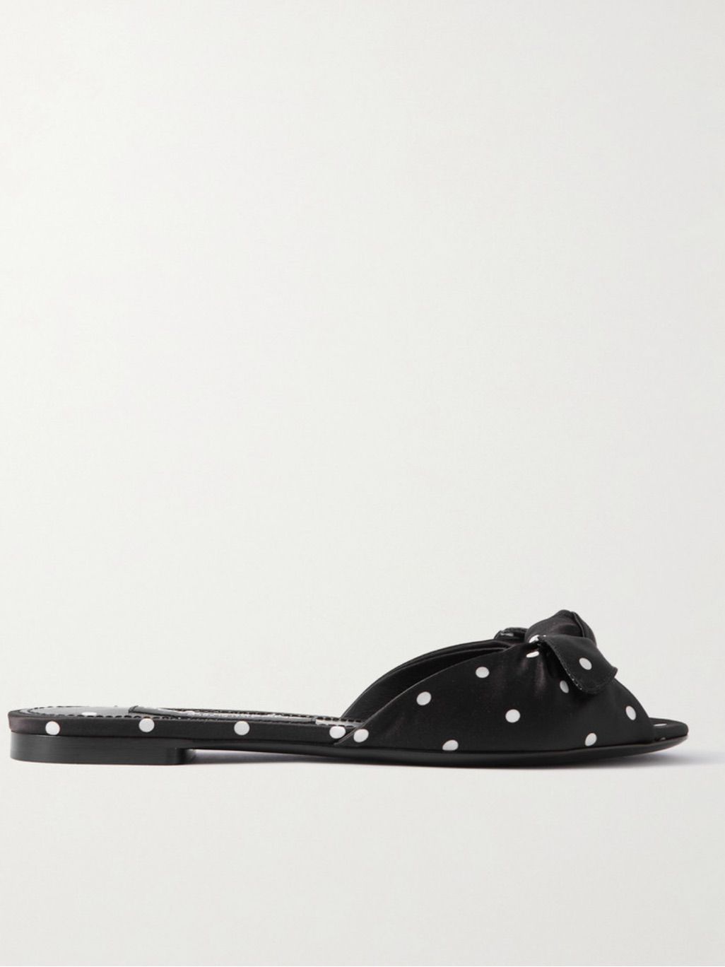 Dolce & Gabbana Black And White Polka Dot Bow Slide Mules